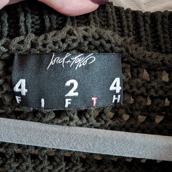 Lord & Taylor 424 Fifth Olive Green Crochet Knit Vest Medium Cotton Linen blend - Picture 2 of 7